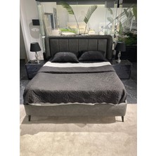 Cozze Mobilya Loft Modern Bazalı Çift Kişilik Karyola - Antrasit