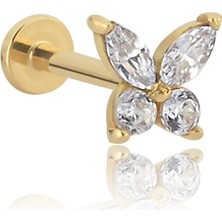 Cherry By Özkonak Kelebek Figürlü Taşlı Altın Tragus Piercing