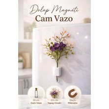 Mystoray Dolap Magneti Cam Vazo Mıknatıslı Vazo Yapay Çiçekli Buzdolabı Süsü Dekoratif Mutfak -Çiçek Dahil-!
