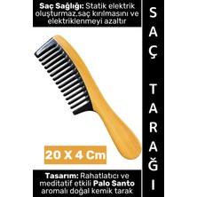 Wintoup #tarak Kompakt Mini Çanta Boy Saç Tarağı Kırılma Elektriklenme Azaltan Rahatlatıcı Meditatif Etkili Palo Santo Aromalı Estetik Çok Şık Doğal Kemik Tarak 20 x 4 cm