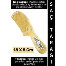Wintoup #tarak Kompakt Dekoratif Hediyelik Mini Çanta Boy Saç Tarağı Kırılma Elektriklenme Azaltan Estetik Çok Şık Işlemeli Doğal Kemik Tarak 18 x 5 cm