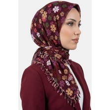 Hadiora Kadın Bordo Çiçek Desenli Boncuklu Yazma