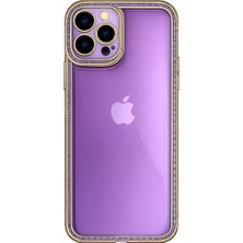 Akbix Accessory iPhone 13 Pro Uyumlu Mor Taşlı Silikon Kılıf