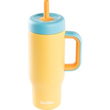 Tantitoni Sarı Paslanmaz Çelik Pipetli Termos Bardak 660ML