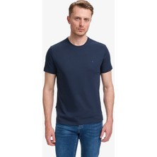 Pierre Cardin Erkek Lacivert Slim Fit %100 Pamuk Bisiklet Yaka Basic Tişört 50325307-VR033