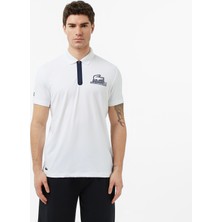Lacoste Rolex Paris Masters Erkek Regular Fit Baskılı Beyaz Polo