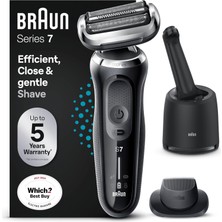 Erkekler Için Braun Series 7 Elektrikli Tıraş Makinesi, Hassas Düzeltici Kablosuz Folyo Tıraş Makinesi, Islak ve Kuru, %100 Su Geçirmez, Birleşik Krallık 2 Pimli Fiş, 70-N7200CC, Siyah Tıraş Makinesi