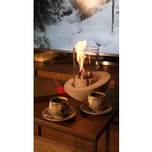 Bee Candle Home Vera Bacasız Beton Masaüstü Şömine Bioethanol Dumansız Şömine / Yakıt Hediyeli -Gri Beton Rengi