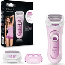 Braun Silk-Épil Lady Tıraş Makinesi, Kadın Elektrikli Tıraş Makinesi, 3'ü 1 Arada Elektrikli Tıraş Makinesi, Düzeltici ve Soyma Sistemi, Kablolu, Islak ve Kuru, 5360, Pembe