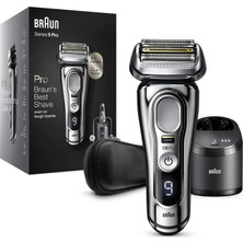 Braun Series 9 Pro Erkekler Için Elektrikli Tıraş Makinesi, Prolift Düzelticili ve Sakal Tıraş Makinesi, 5'i 1 Arada Temizleme ve Şarj Merkezi, Çanta, Şarj Edilebilir, Kablosuz, 9466 Cc, Krom