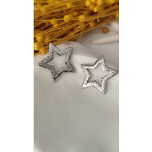 İpar Aksesuar Yıldız Büyük Metal Silver Küpe