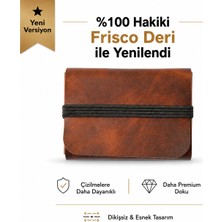 Oh Deer Leather Hakiki Deri Kartlık Dikişsiz ve Lastikli Tasarım - Kahverengi