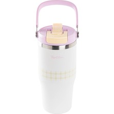 Tantitoni Beyaz Paslanmaz Çelik Katlanır Pipetli Termos Bardak 750ML
