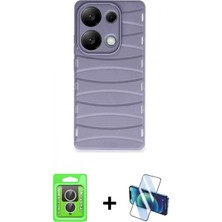 İlk El Grup Pilelistore™ Redmi Note 13 Pro 4g Kılıf Doruk Form Serisi - Siyah 3D Antistatik Seramik Nano Ekran Koruyucu + Raze Metal Kamera Lens - Gs