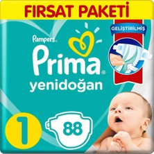 Prima 1 Beden Yenidoğan Aktif Bebek Bezi 44X2 88 Adet