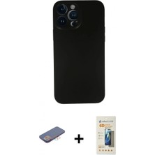 Pileli Store Pilelistore™ iPhone 13 Pro Max Kılıf Yadigar Yansıma Serisi - Siyah 6d Mat Seramik Hayalet Nano Ekran Koruyucu + Renkli Kamera Lens Koruma Cam - Pe