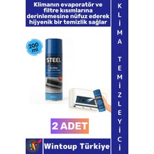 Wintoup #sprey Ev Tipi Split Araç Kliması Hijyen Bakım Toz Kir Koku Giderici Ferahlatıcı Aerosol Püskürtme Mekanizması Pratik Temizleme Klima Temizleyici Sprey 200 ml 2 Adet