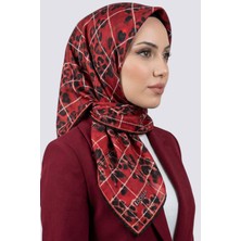 Hadiora Kadın Kırmızı Leopar Desenli Organik Pamuk Soft Eşarp