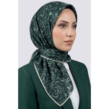 Hadiora Kadın Yeşil Ebru Desenli Organik Pamuk Soft Eşarp
