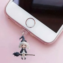 Mi7a Sevimli Cadı Figürlü Telefon Charmı (Lighting (Iphone) Uyumlu Şarj Soketi Tıpası)