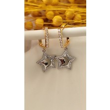 İpar Aksesuar Zirkon Ay Yıldız Metal Silver Küpe