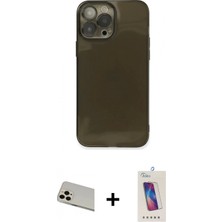 İlk El Grup Pilelistore™ iPhone 13 Pro Max Kılıf Ahenk Doku - Siyah Joko 5d Cam + Rainbow Kamera Lens Koruma Cam - Regd
