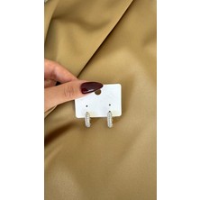 Zirkon Taşlı Gold Detaylı Halka Küpe