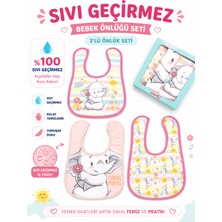 Karamila 3'lü Set Bebek Mama Önlüğü Desenli Sıvı Geçirmez