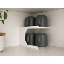 Ddm Global Mutfak Dolap Içi Kupa Organizer Rafı 2 Katlı – Bardak Düzenleyici Stand (12X21X13 Cm)
