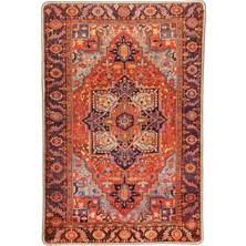 Pera Halı Mercan Kırmızı ve Mavi Renkli Vintage Halısı - Outlet - FL47OU