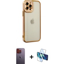 Pileli Store Pilelistore™ iPhone 12 Pro Kılıf Çekirdek Klasik Serisi - Siyah 3D Antistatik Seramik Nano Ekran Koruyucu + Neon Fosforlu Kamera Lens - Tu