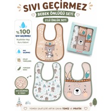 Karamila 3'lü Set Bebek Mama Önlüğü Desenli Sıvı Geçirmez