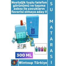 Wintoup #suluk Sağlıklı Dayanıklı Mika Gündelik Okul Spor Park Nostaljik Su Matarası Ilgi Çekici Tuşlu Telefon Tasarımlı Pipetli Pratik Taşıma Askılı Renkli Çocuk Suluk Matara 300 ml
