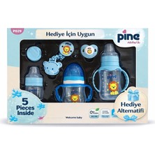 Pine Natura Bebek Biberon Seti (5 Parça )  - Mavi