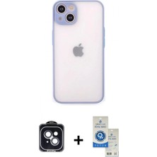 Pileli Store Pilelistore™ iPhone 14 Kılıf Ahenk Çizgi Serisi - Şeffaf Royal Nano Ekran Koruyucu + Pvd Metal Kamera Lens - Sh