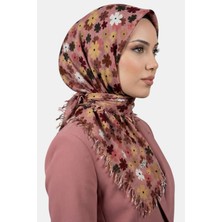 Hadiora Kadın Pembe Çiçek Desenli Boncuklu Yazma
