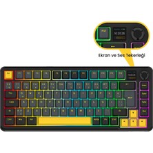 Rampage Kenpachi Ekranlı Oil Switch 2.4g+Bt+Wireless+Kablolu Rgb Hot Swap Gasket Mekanik Klavye Oyuncu Klavyesi