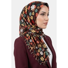 Hadiora Kadın Kahverengi Çiçek Desenli Boncuklu Yazma