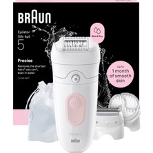 Braun Silk·épil 5 Kadınlar Için Epilatör, Kolay Epilasyon, Uzun Ömürlü Pürüzsüz Cilt, Islak ve Kuru, Su Geçirmez - Dahil. Tıraş Aparatı, Düzeltme Aparatı ve Peeling Fırçası - 5-060, Pembe