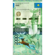 3Alp Koleksiyon Kazakistan 2000 Tenge 2012, P#41A, Kağıt Para Çil (Unc) Koleksiyon Para