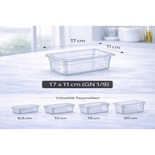 İstanbul Horeca 1/9 Gn Şeffaf Polikarbon Gastronom Küvet 17X11 cm 6.5 cm Derinlik