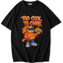 Brz Collection Unisex Oversize Too Cool To Care T-Shirt Siyah