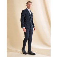 Pierre Cardin Erkek Lacivert Ex. Slim Fit Çizgili Kruvaze Takım Elbise 50325157-VR033