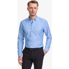 Pierre Cardin Erkek Mavi Oxford Slim Fit Kolay Ütülenebilir Gömlek 50325365-VR036