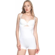 Moda Şahsenem Beyaz  2058 Göğsü Açık Kısa Paça Boy Korse