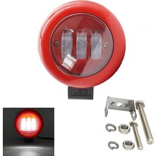 Teknocity Sis Lambası Yuvarlak Off Road Spot 3 LED Kırmızı Çerçeveli