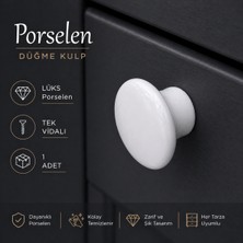 Badem10 (1 Adet) Egg Oval Porselen Yuvarlak Beyaz Renk Kulp Mobilya Gardrop Dolabı Kapak Kulpu Çekmece Kulbu