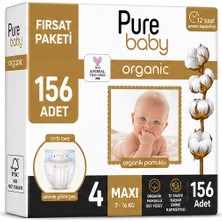 Pure Baby Organik Bebek Bezi 4 Beden 7-16 kg Maxi 156 Adet Aylık Fırsat Pk