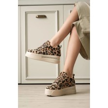 modaiconu Kadın Leopar Desenli Gizli Topuklu Sneaker TR04MS01E