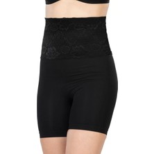 Moda Şahsenem Siyah Mı Emay 2091 Önü Dantelli Yüksek Bel Boxer Korse